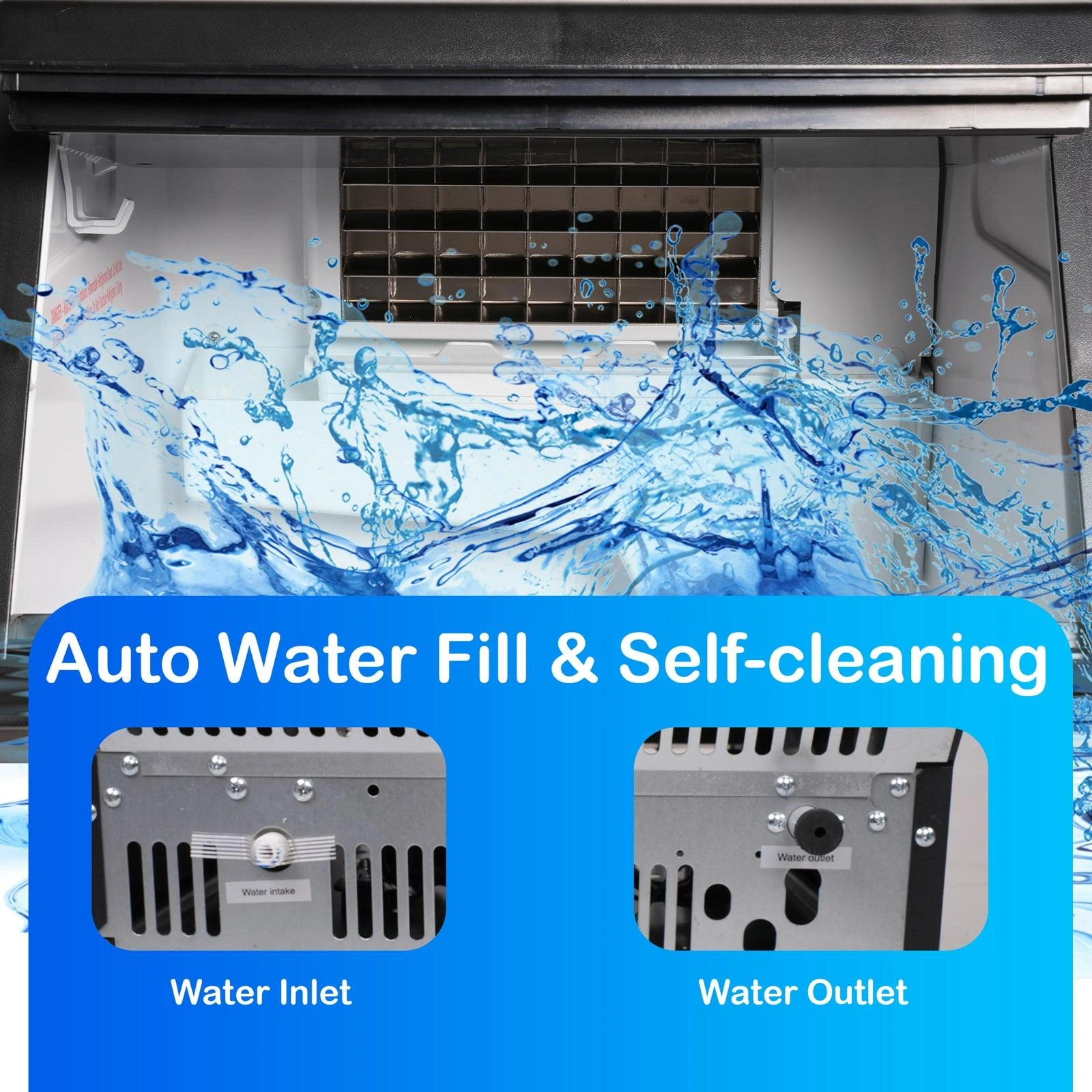 Instant Ice Perfection: Stainless Steel Under-Counter Ice Maker - 100lbs/24H Capacity!