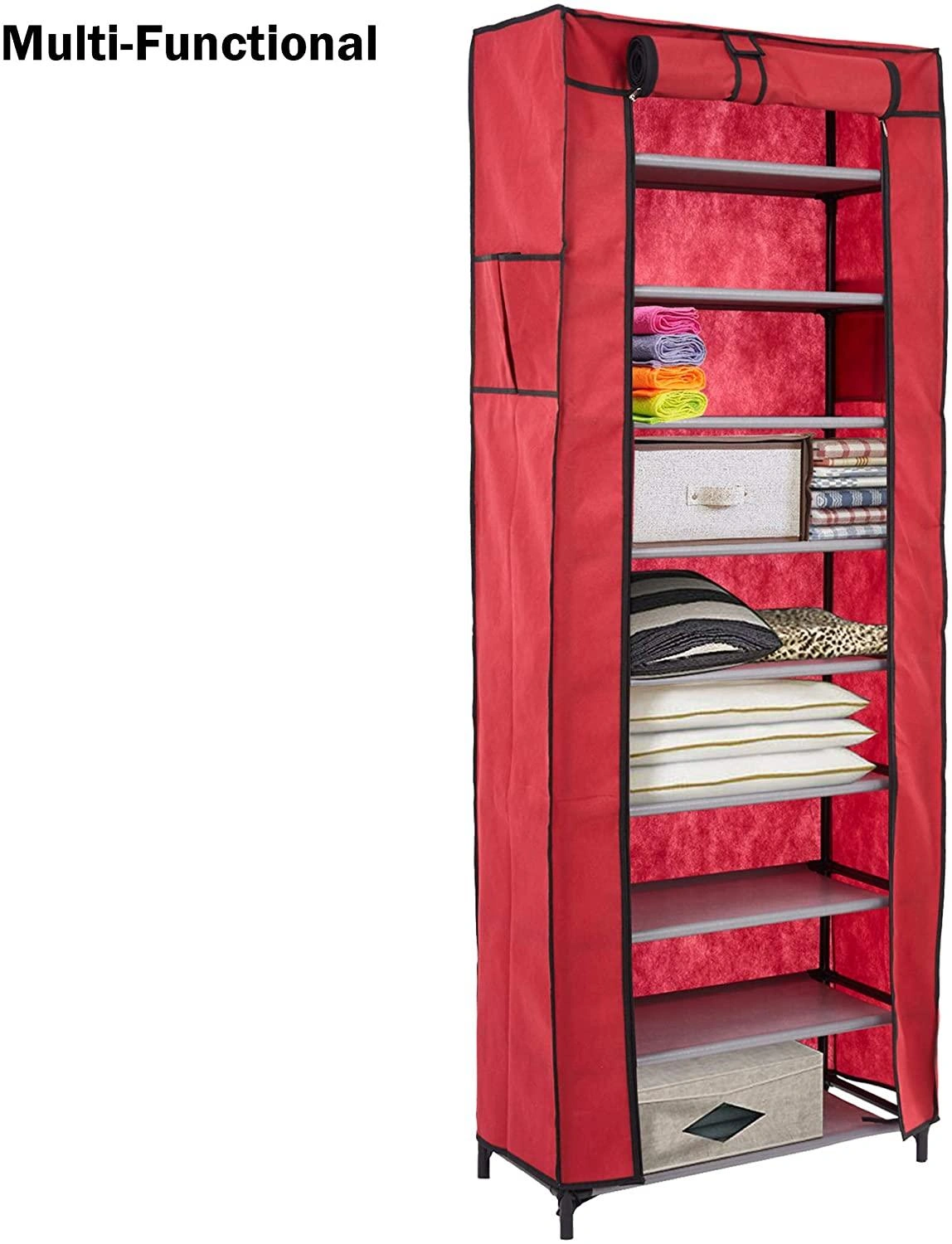 Stylish & Spacious Shoe Rack – Dustproof Design, Red Color!